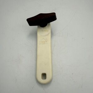 Vintage Hoan Manual Can Opener White Brown Handheld Kitchen Tool